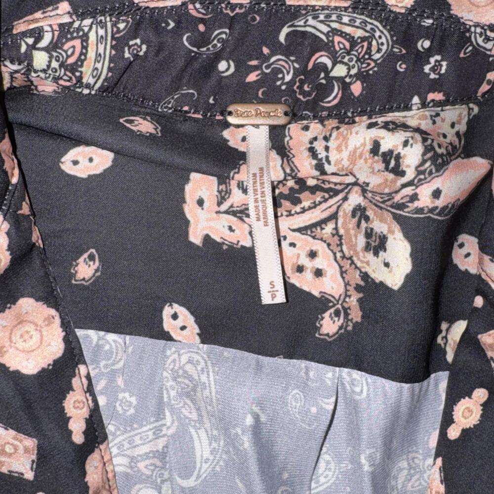 Free People Button Dress Long Sleeve Tunic Flare Ditsy Print Paisley Floral - Picture 5 of 7